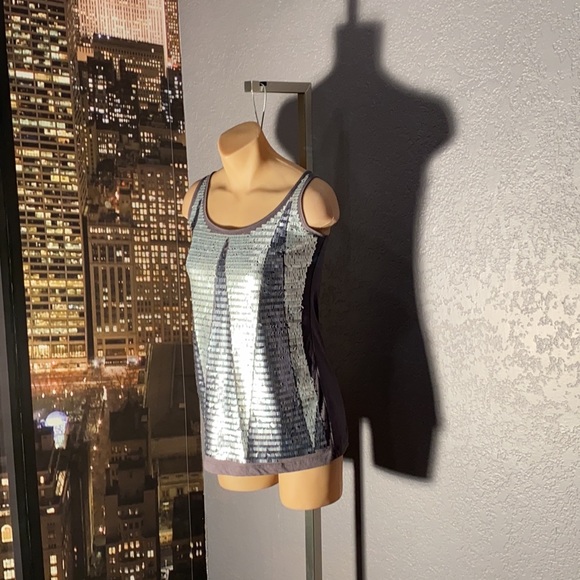 ARMANI EXCHANGE - grey tank w silver & grey sequins - S - Picture 5 of 16